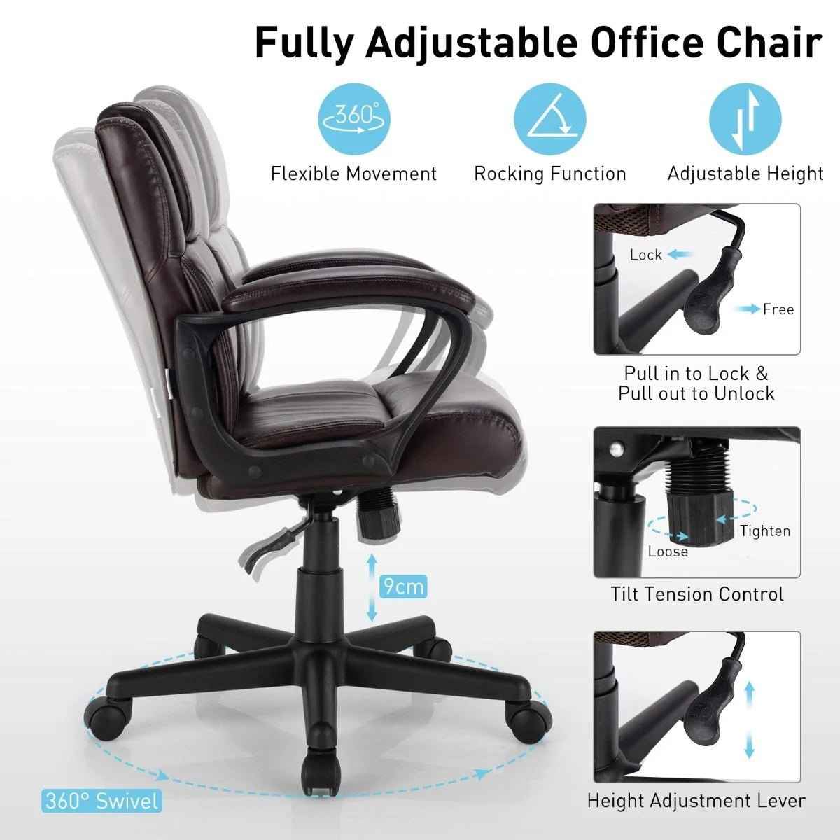 Ergo Heights Mid-Back PU Leather Chair UK - Ergonomic Comfort - Ergo Heights