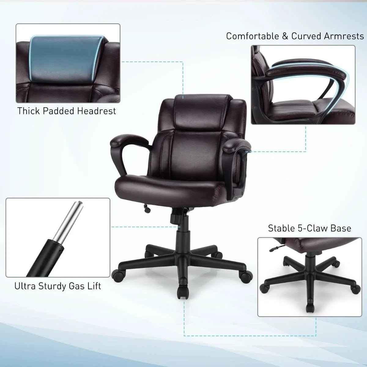 Ergo Heights Mid-Back PU Leather Chair UK - Ergonomic Comfort - Ergo Heights