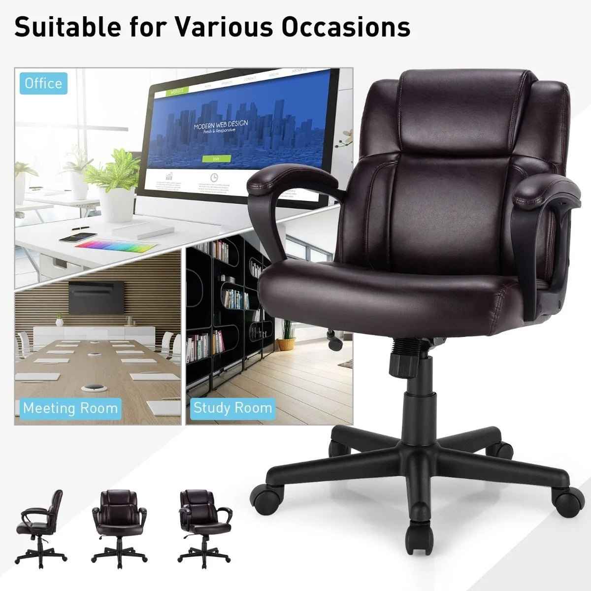 Ergo Heights Mid-Back PU Leather Chair UK - Ergonomic Comfort - Ergo Heights