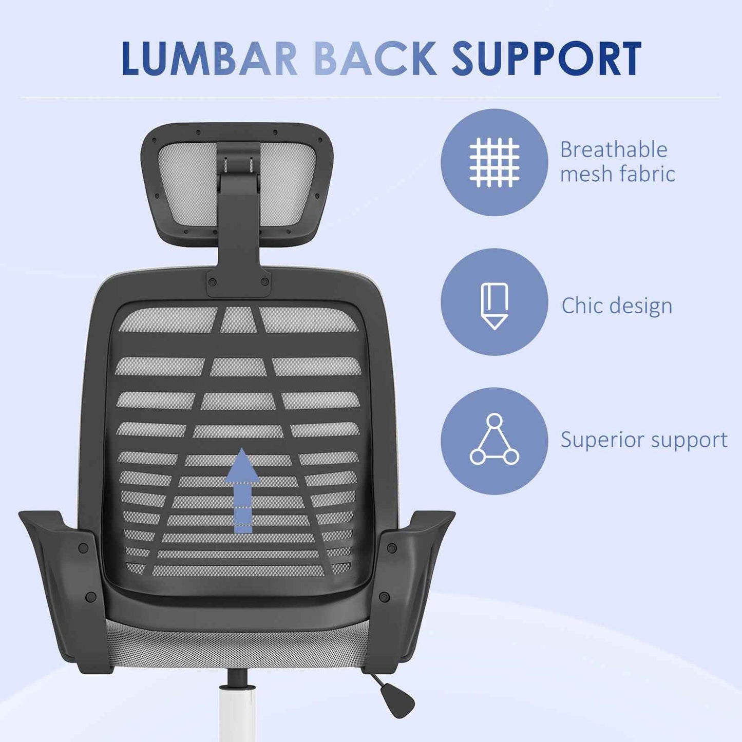 Ergo Heights White Office Chair with Ergonomic Support - Ergo Heights