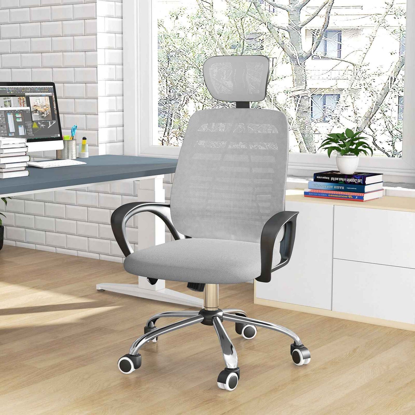 Ergo Heights White Office Chair with Ergonomic Support - Ergo Heights