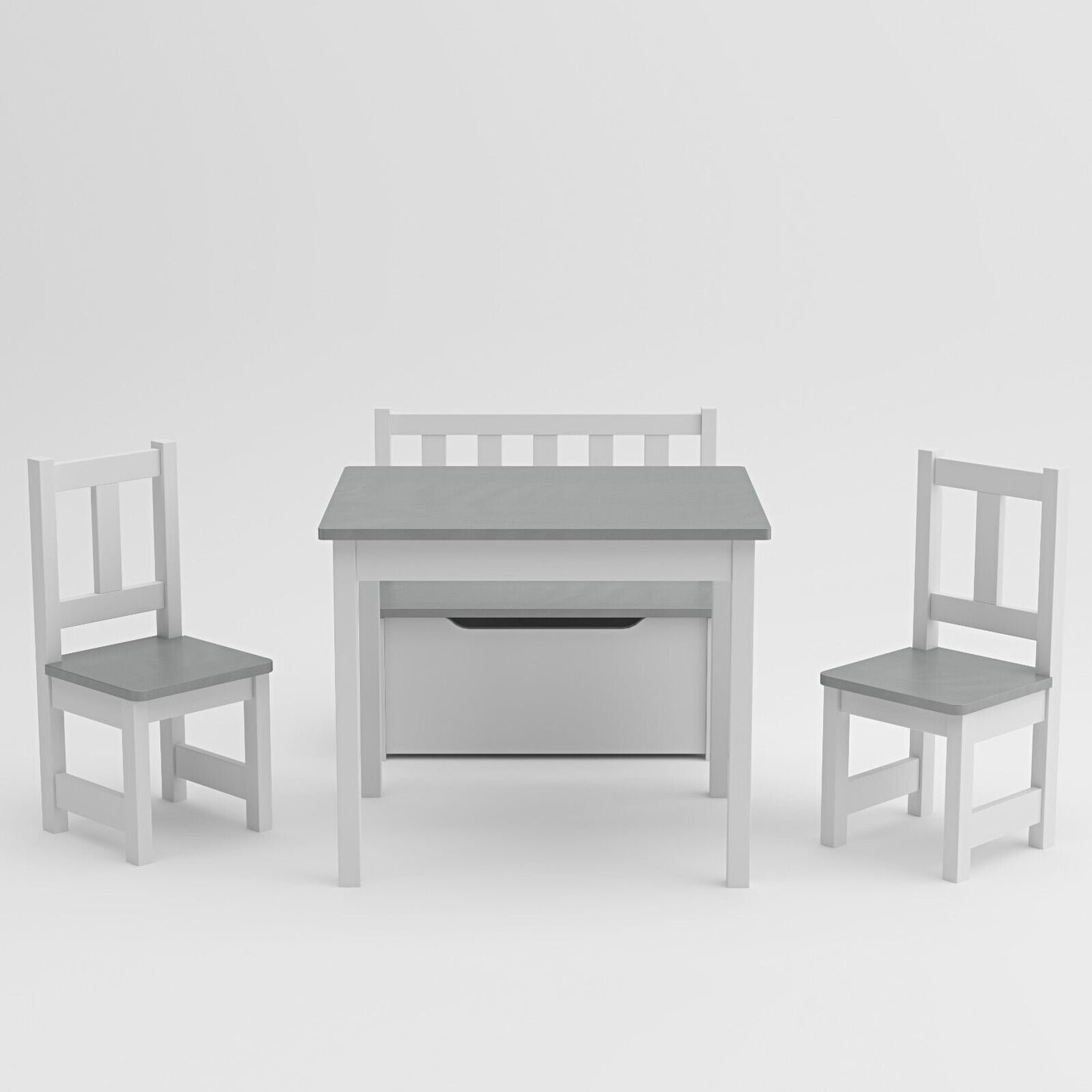 Ergo Heights Wooden Kids Table and Chairs Set - Grey White.