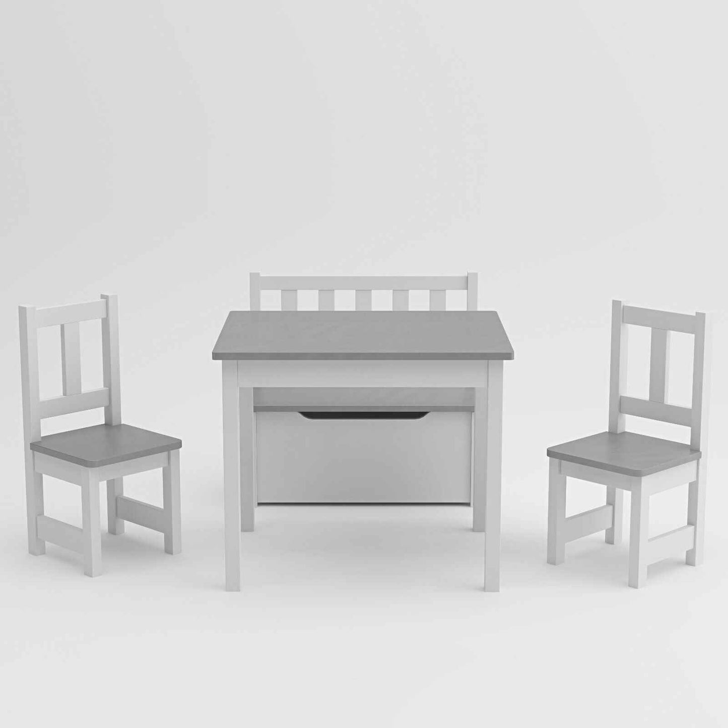 Ergo Heights Wooden Kids Table and Chairs Set - Grey White - Ergo Heights
