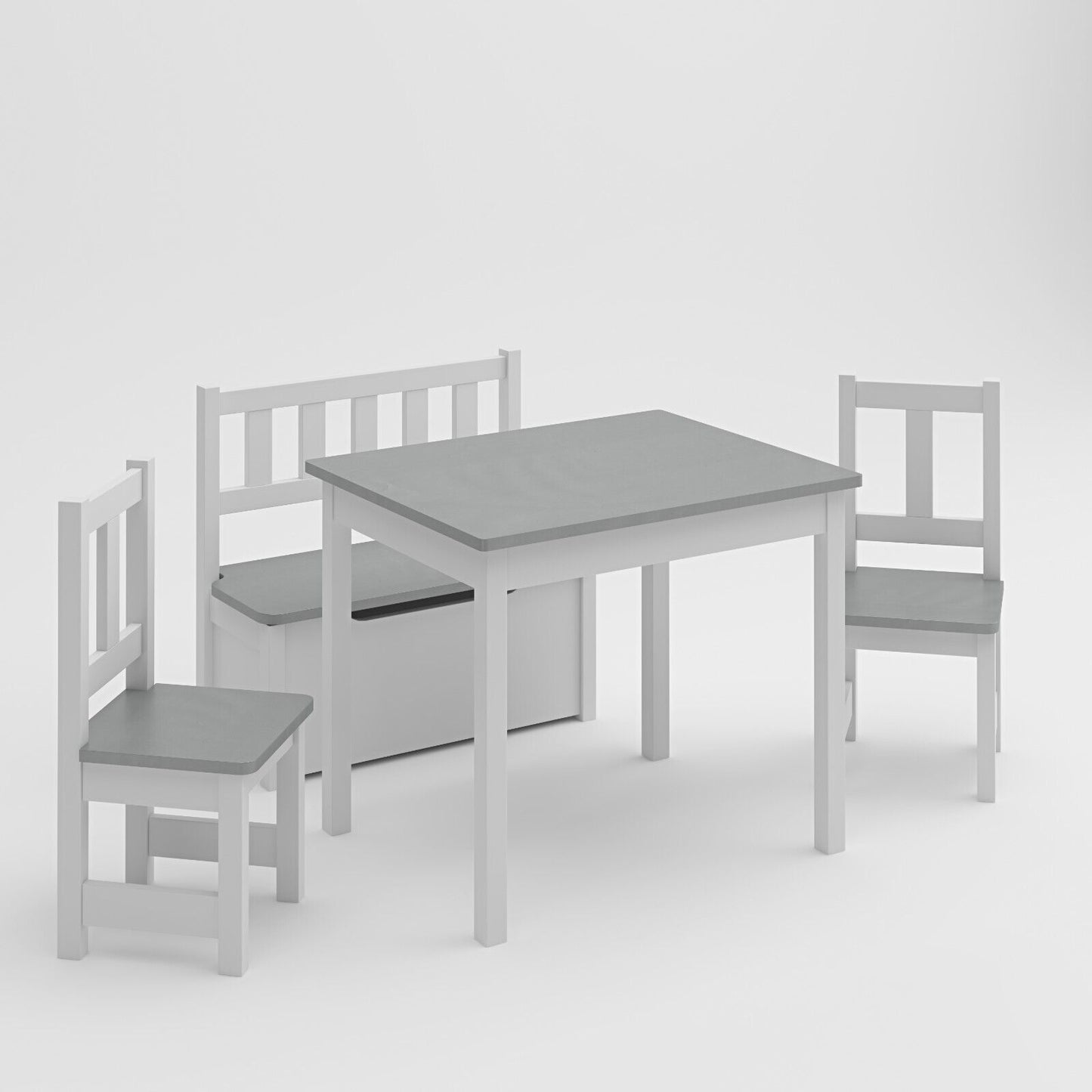 Ergo Heights Wooden Kids Table and Chairs Set - Grey White.