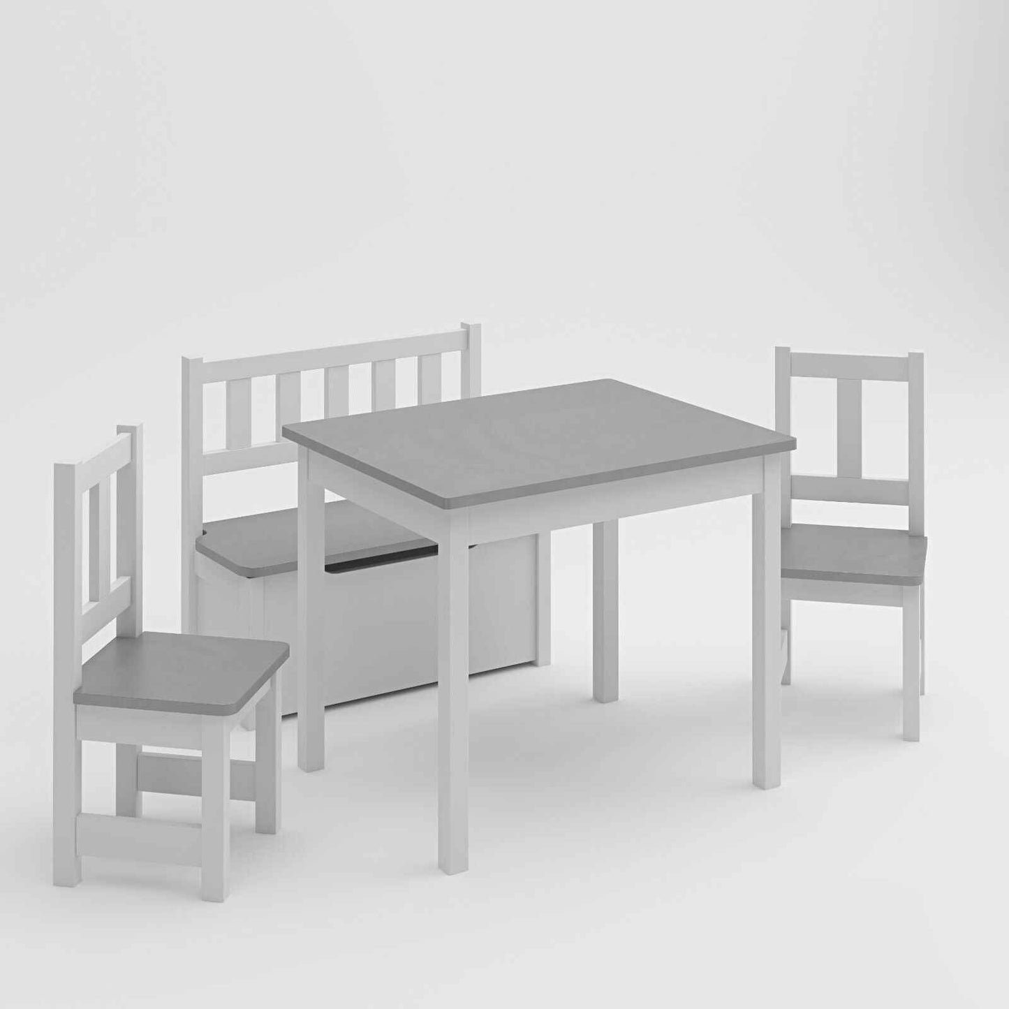 Ergo Heights Wooden Kids Table and Chairs Set - Grey White - Ergo Heights