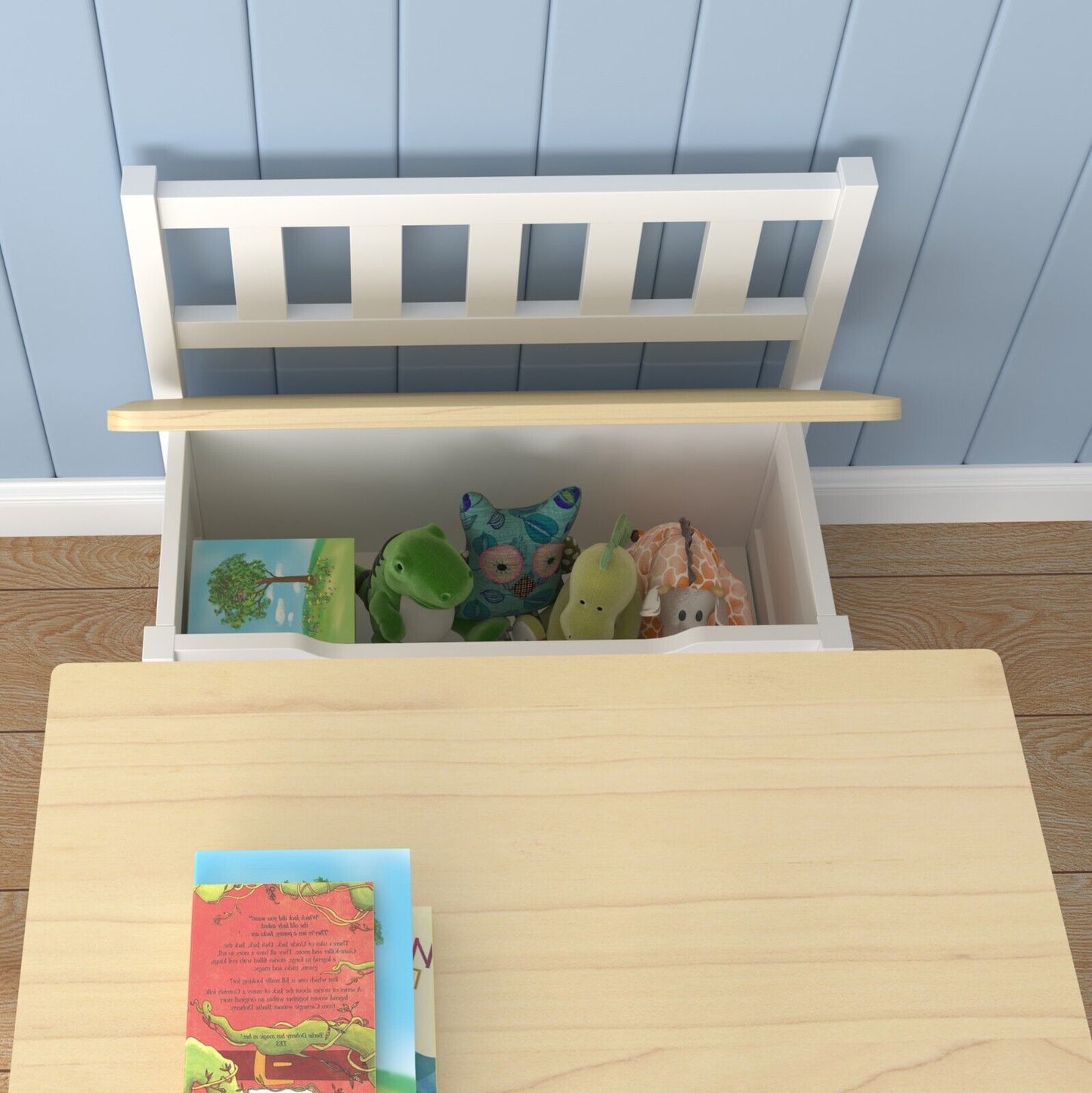 Ergo Heights Wooden Kids Table and Chairs Set - Grey White.