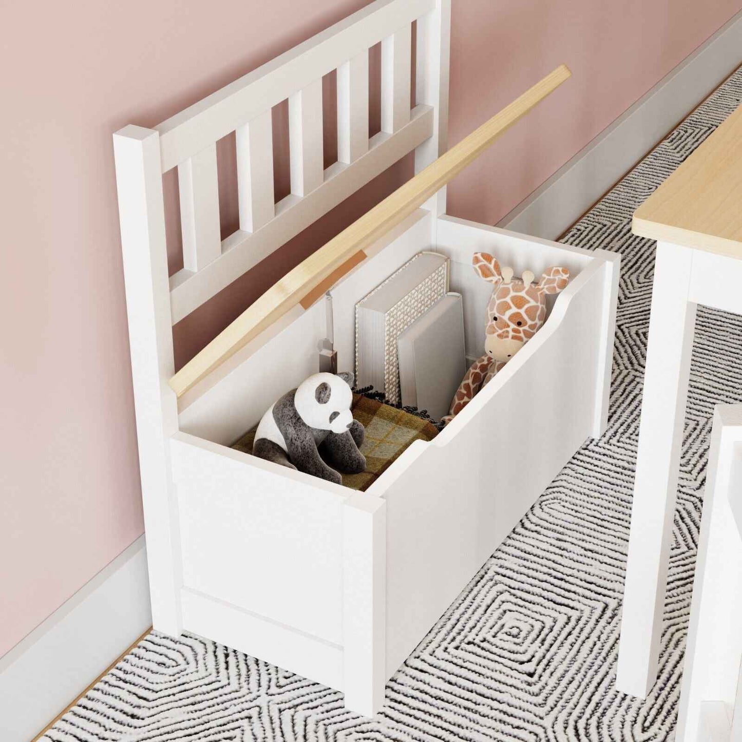Ergo Heights Wooden Kids Table and Chairs Set - Grey White - Ergo Heights