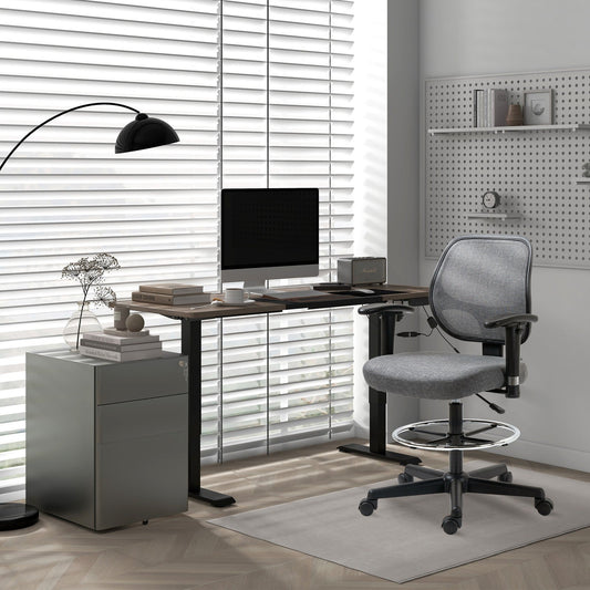 Electric Standing Desk Height Adjustable Teak and Black
