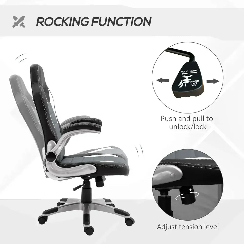 Racing Gaming Chair Height Adjustable Swivel Chair with Flip up Armrests - Ergo Heights