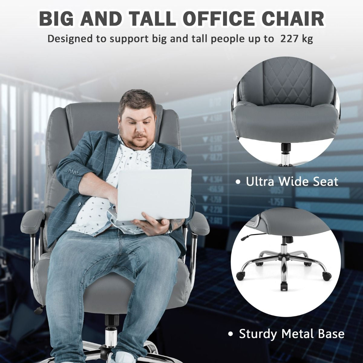 Leather Office Chair with Rocking Mode and Armrests