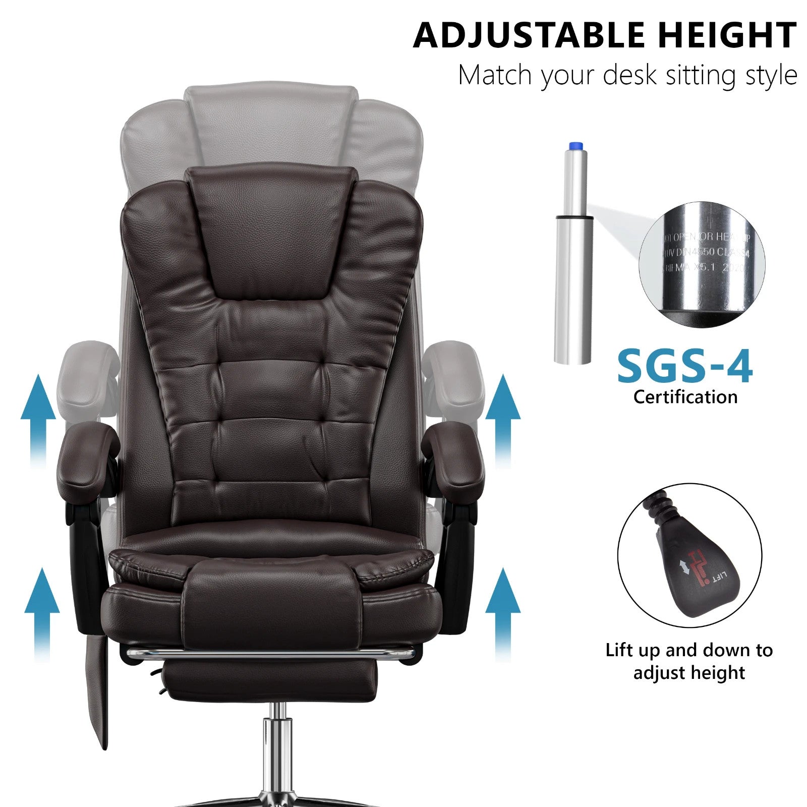 Massage Office Chair Gaming Computer Desk Swivel Recliner Chair Leather Footrest