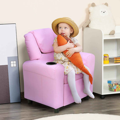 Children's PU Armchair with Cup Holder for Comfort - Ergo Heights
