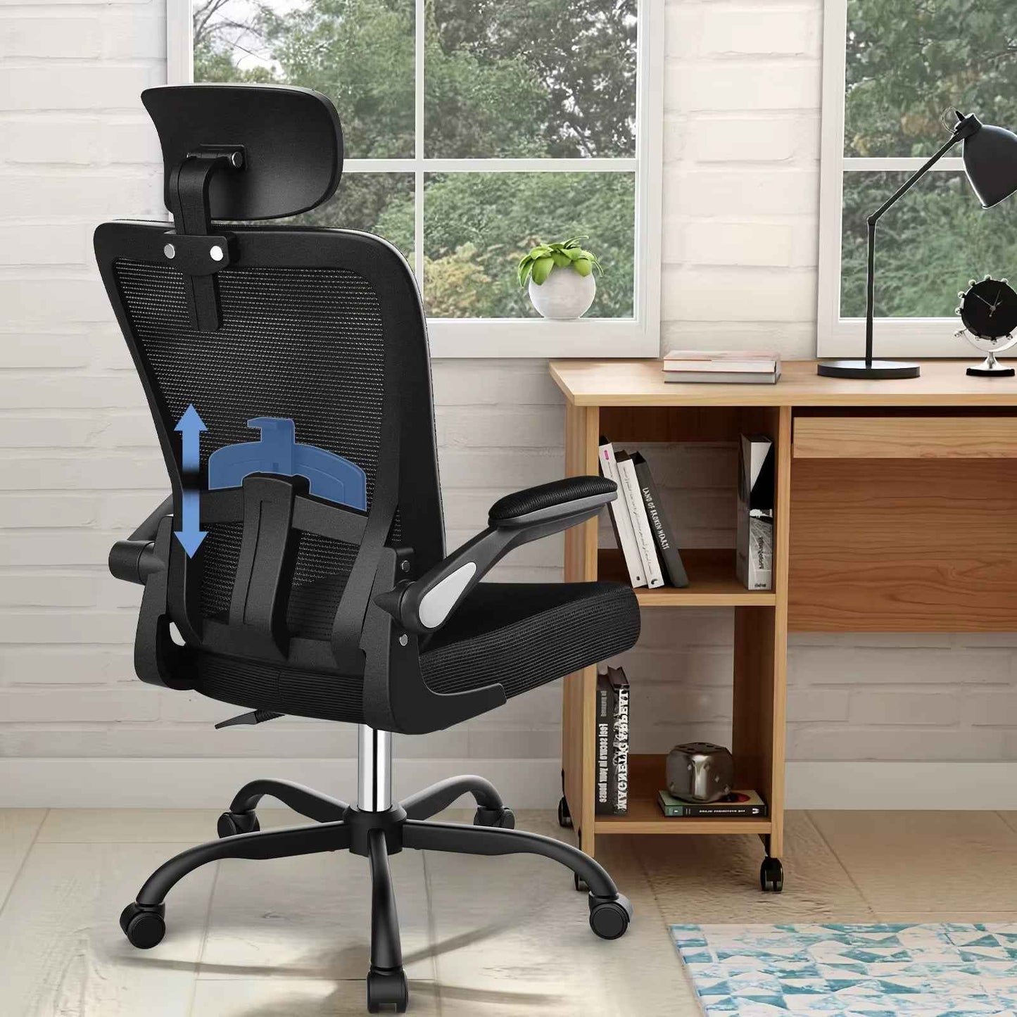 Ergonomic Office Chair with Flip-Up Armrests & Lumbar Support - Ergo Heights