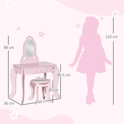 Vanity Table Set for Girls with Mirror & Stool - Ergo Heights