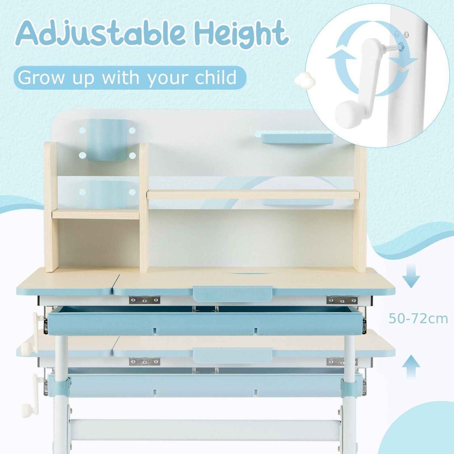 Ergonomic Adjustable Kids Study Desk with Storage Drawer