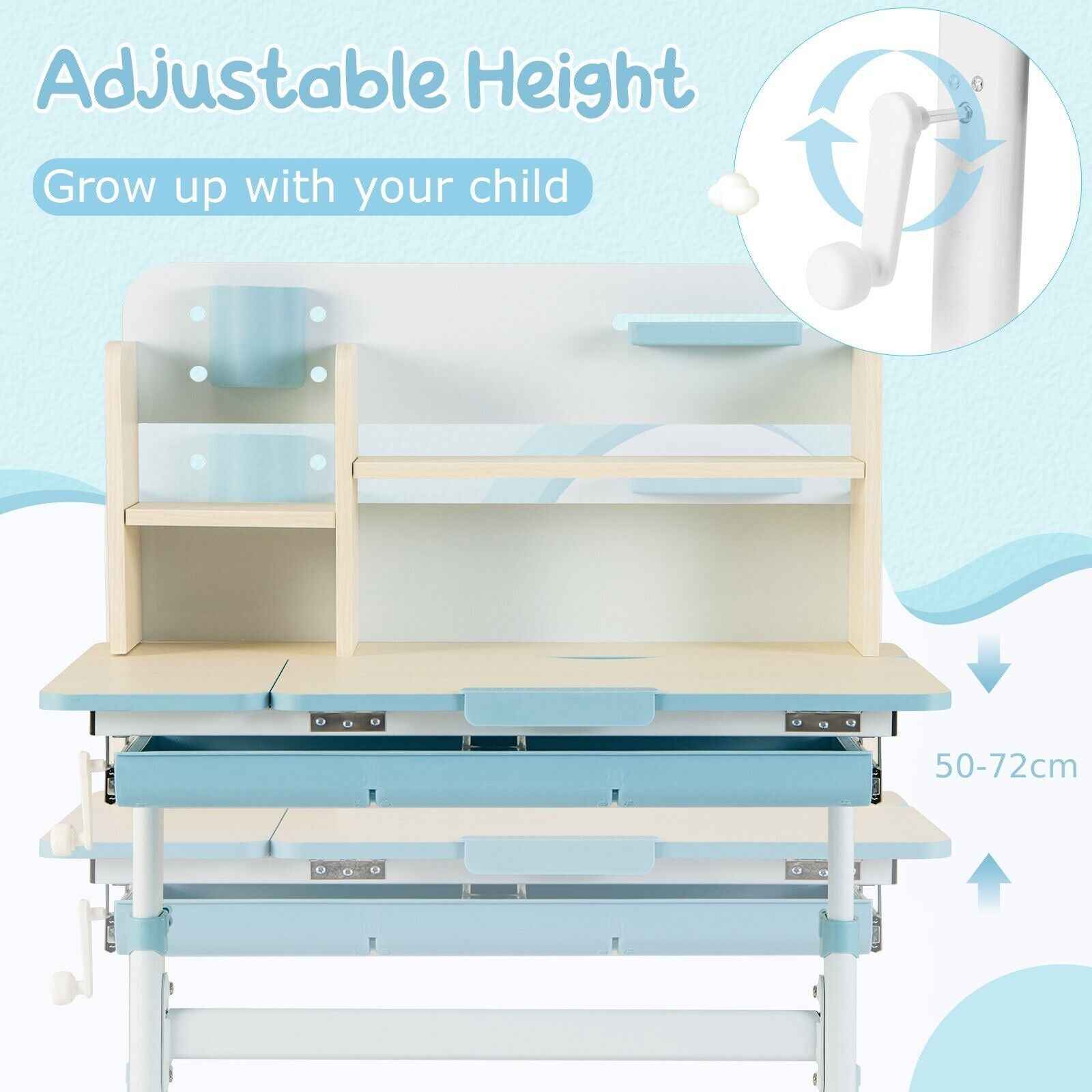 Ergonomic Adjustable Kids Study Desk with Storage Drawer