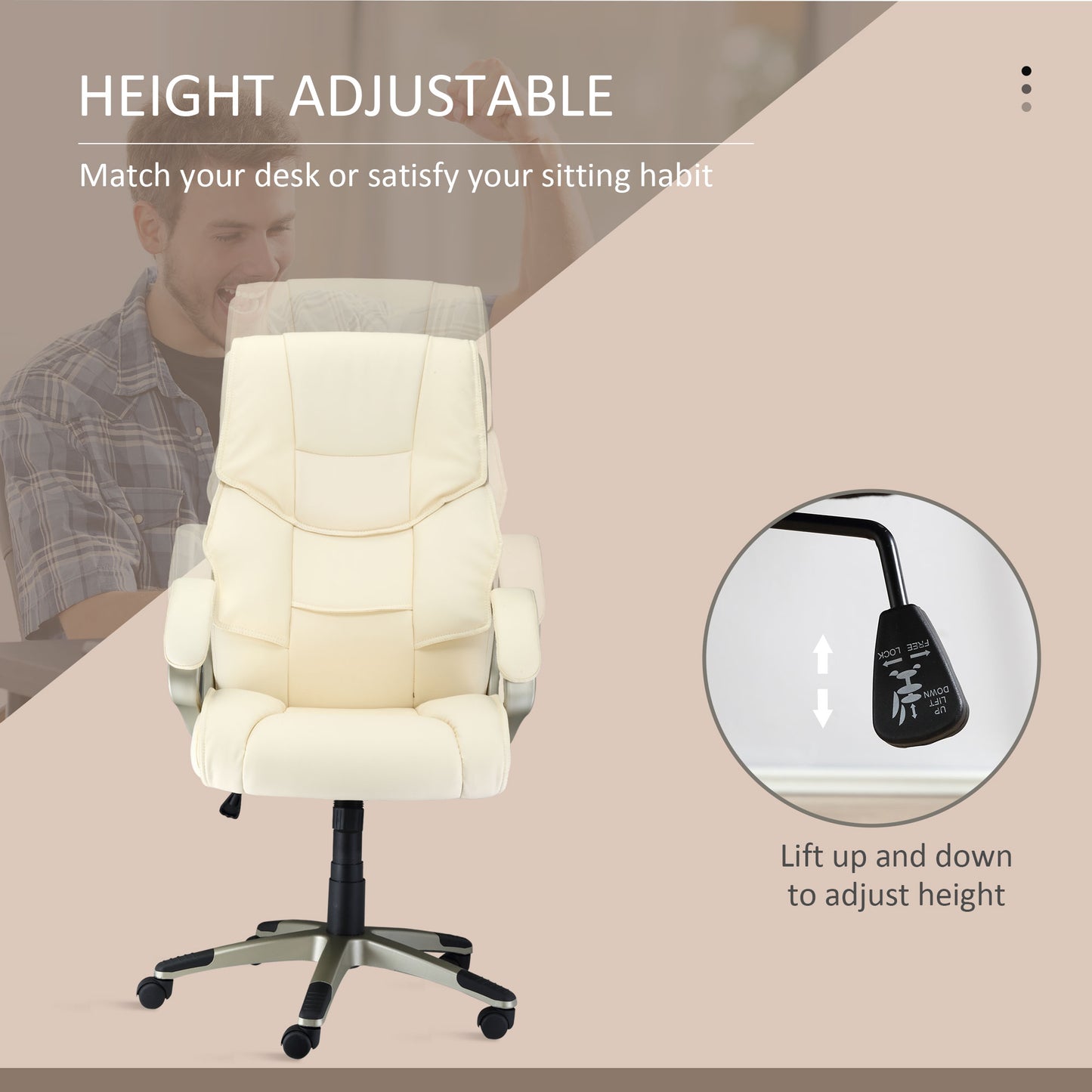 Executive Computer Office Desk Chair High Back Faux Leather Swivel Chair