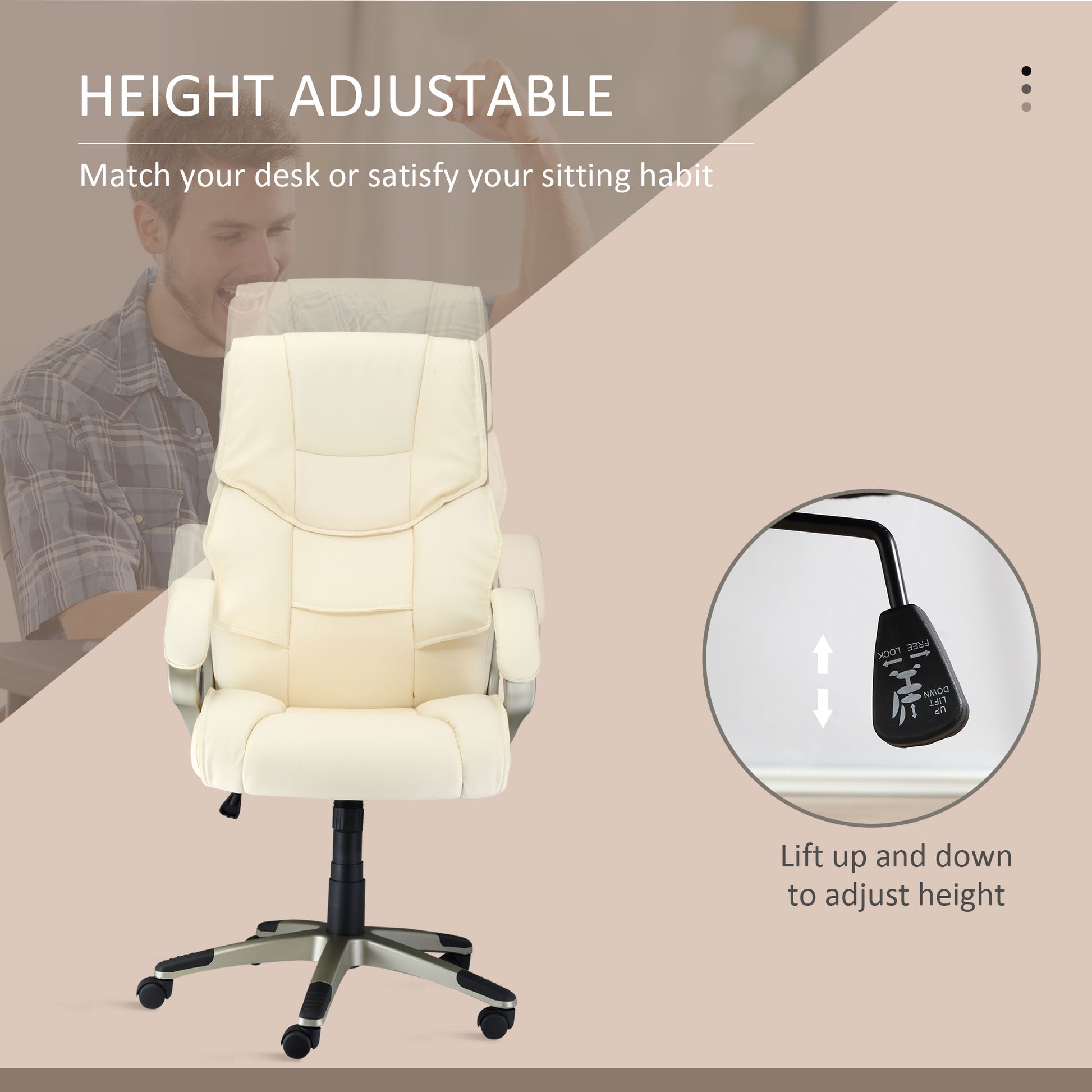 Executive Computer Office Desk Chair High Back Faux Leather Swivel Chair