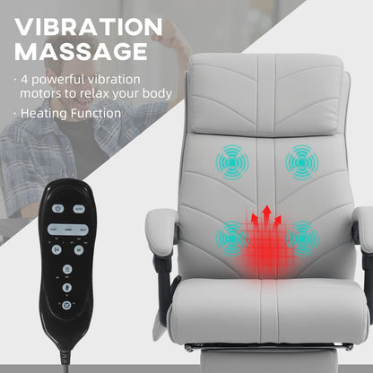 Office Chair with 4 Point Vibration Massage and Heat, Footrest, Light Grey