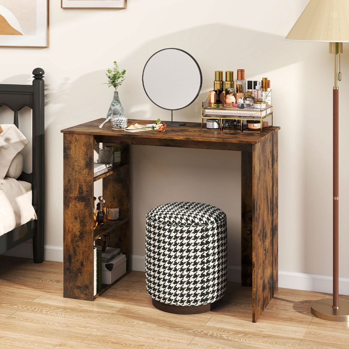 Computer Desk with Bookshelf for Study Living Room