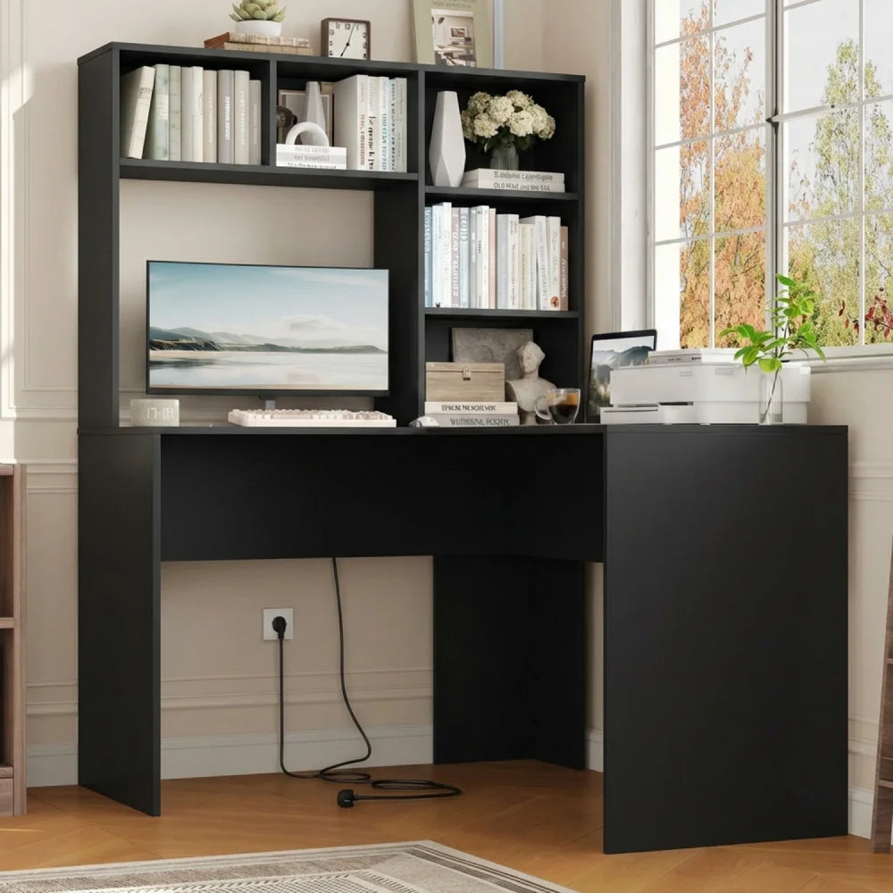 Desk Corner Desk White L Shaped Computer Table Office Table for Study Home Office 124.7X107.8X152.5 Cm