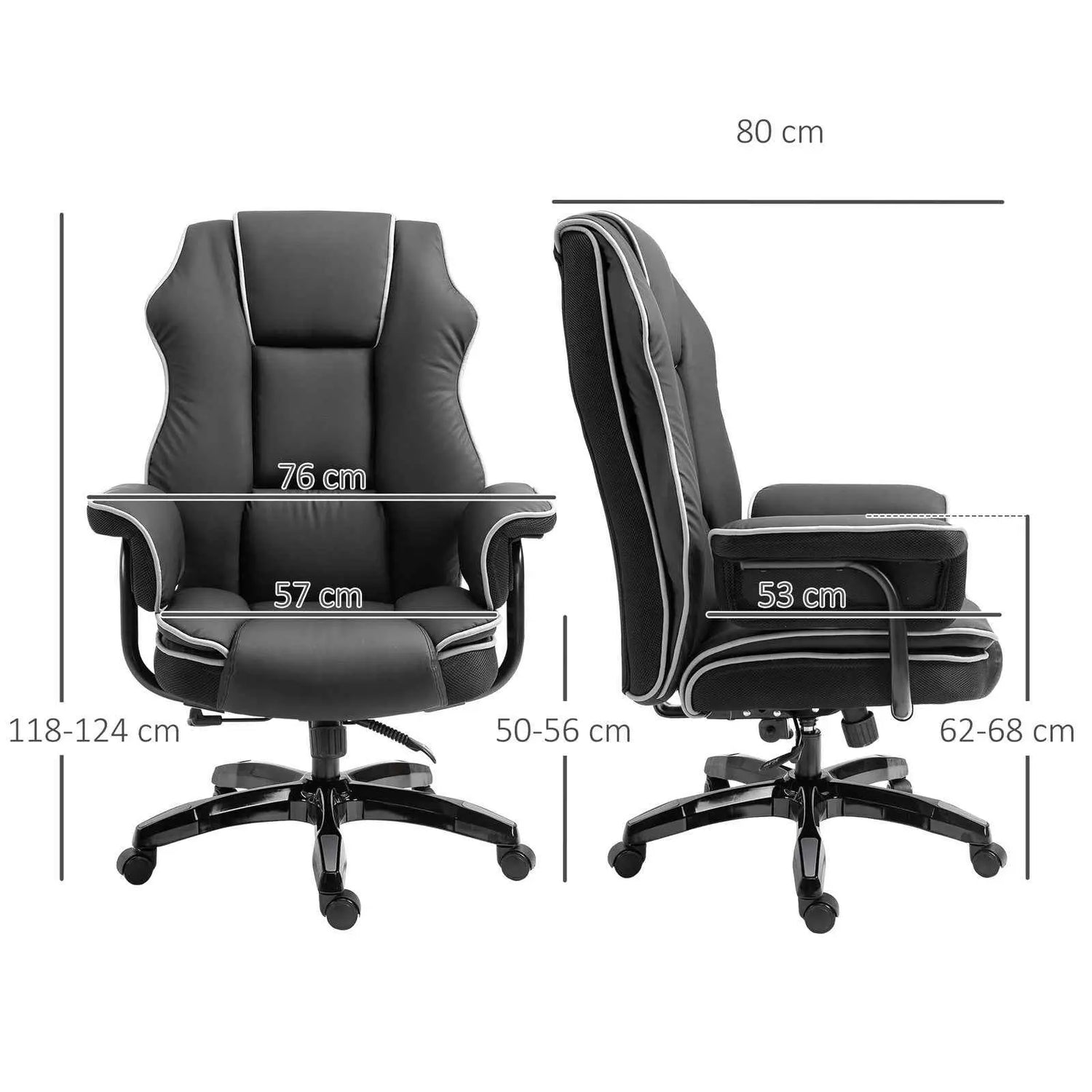 Black PU Executive Office Chair with Recline & Style - Ergo Heights