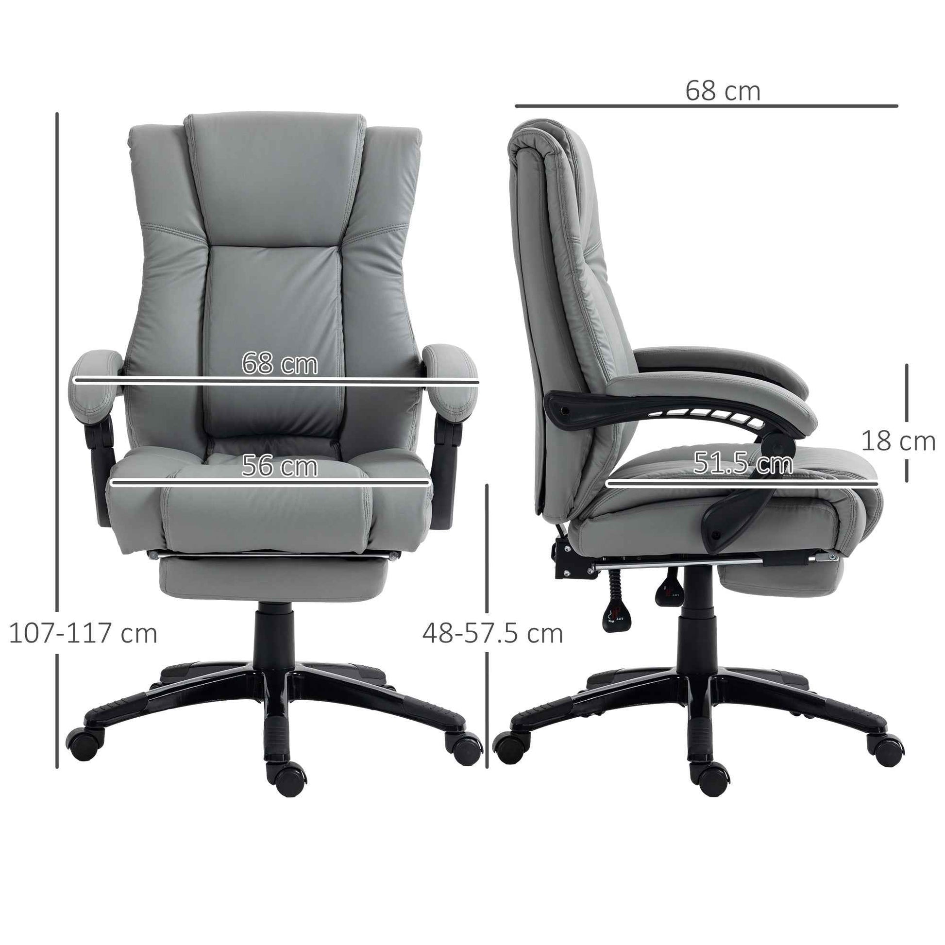 PU Leather Executive Office Chair with Foot Rest - Ergo Heights