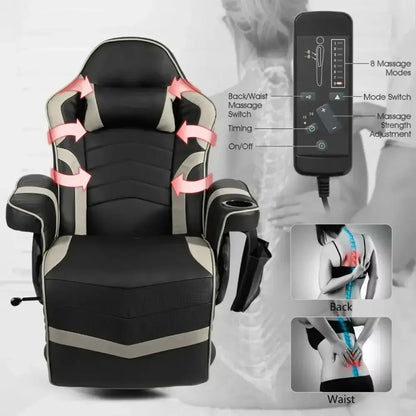Electric Massage Gaming Chair with Cup Holder and Side Pouch - Ergo Heights