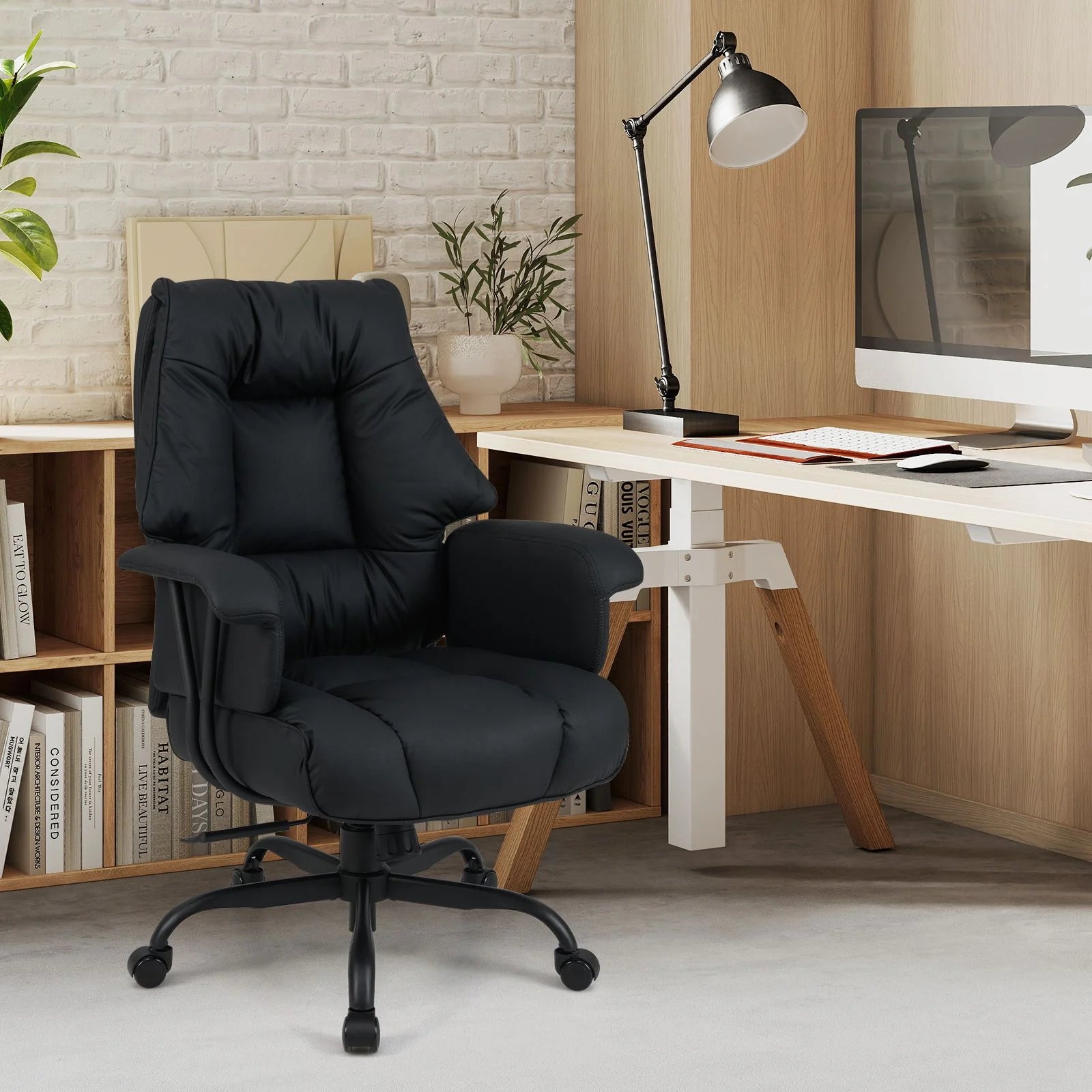 Ergonomic Office Chair with Spring Cushion Seat and Adjustable Swivel Seat