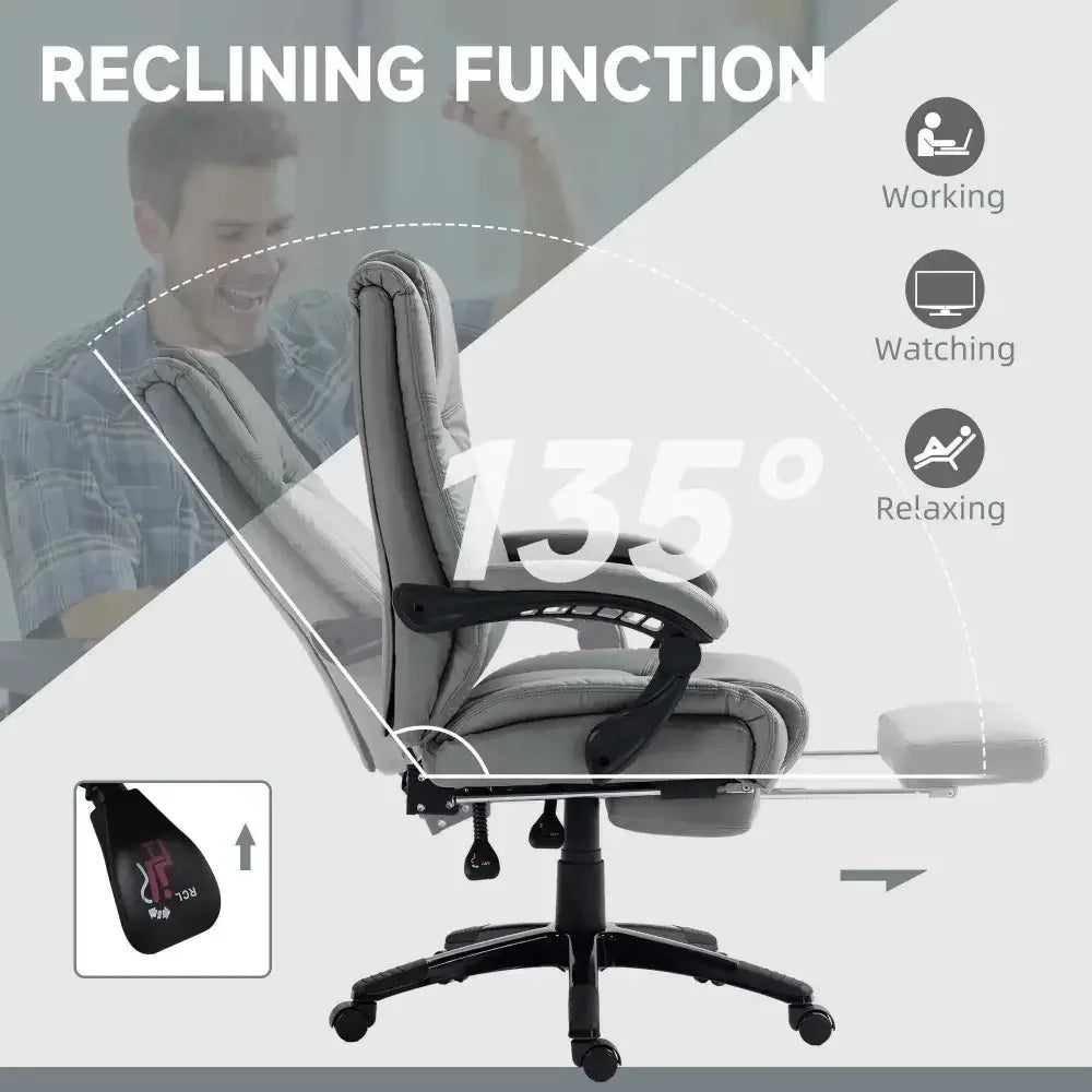 PU Leather Executive Office Chair with Foot Rest - Ergo Heights