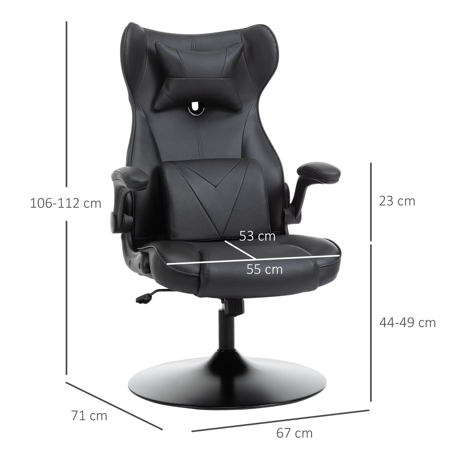 Gaming Chair Home Office Chair W/ Swivel Pedestal Base Lumbar Support