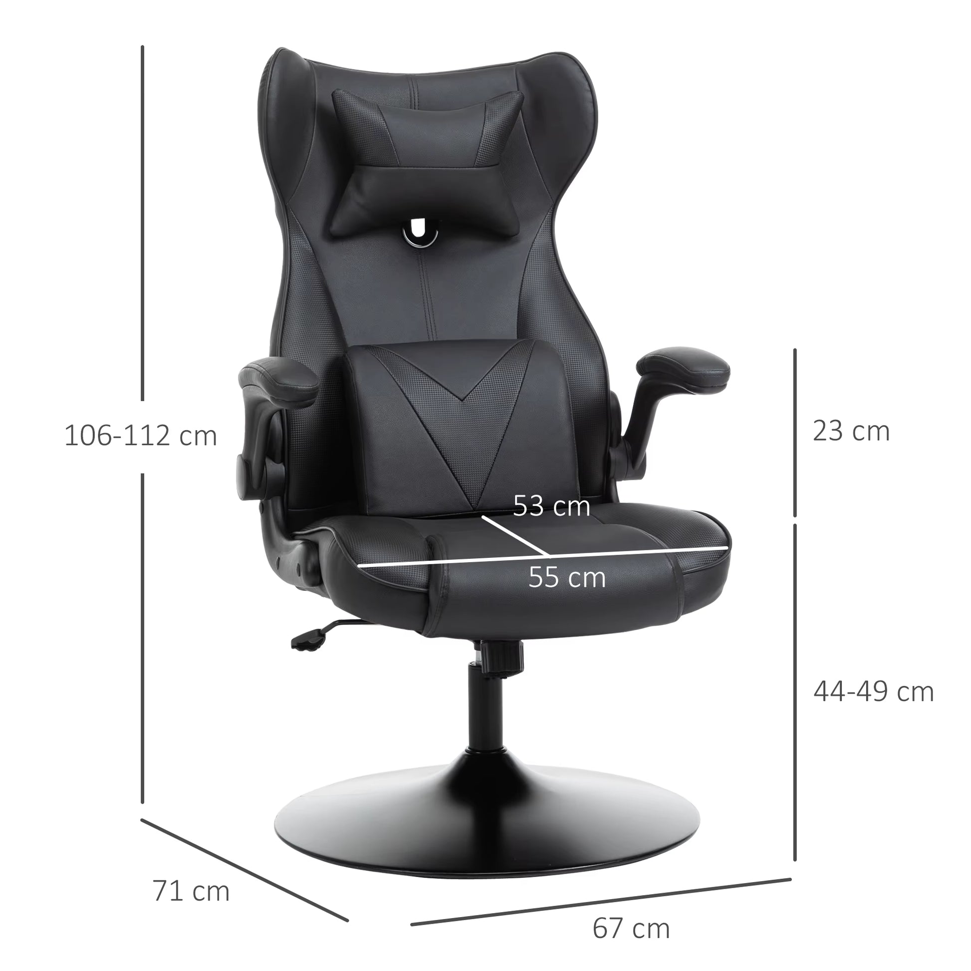 Gaming Chair Home Office Chair W/ Swivel Pedestal Base Lumbar Support