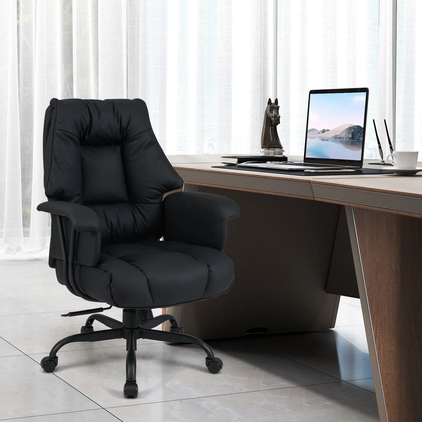 Ergonomic Office Chair with Spring Cushion Seat and Adjustable Swivel Seat