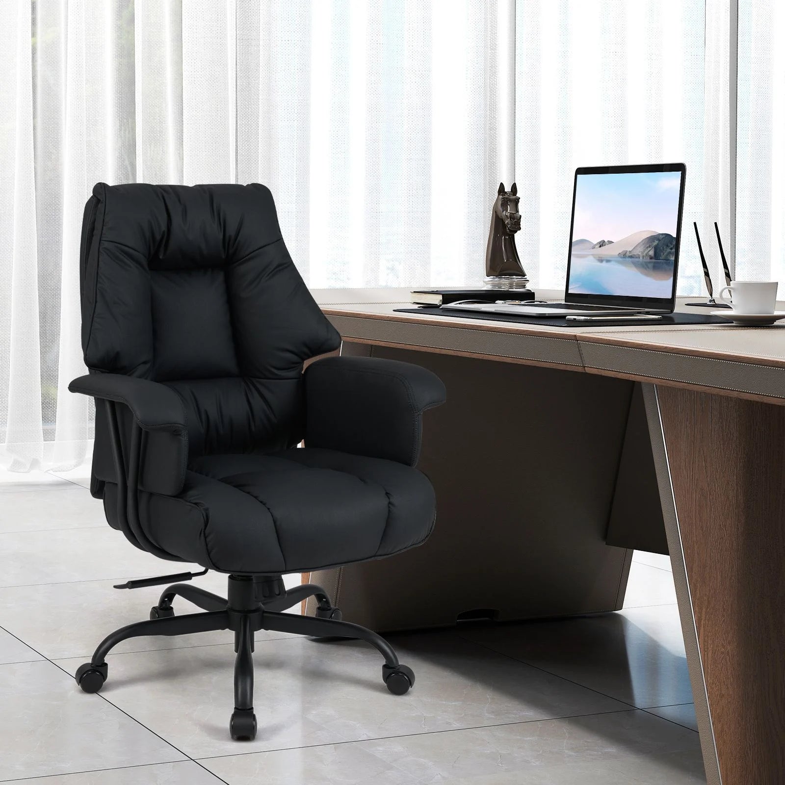 Ergonomic Office Chair with Spring Cushion Seat and Adjustable Swivel Seat