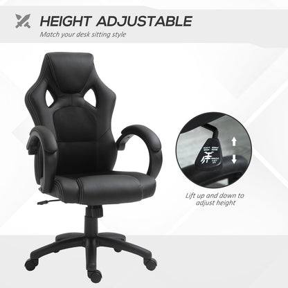 Vinsetto Racing Gaming Chair, PU Leather Swivel Office Gamer Chair Black