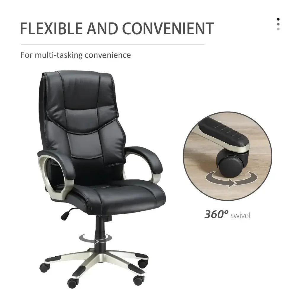 Executive Computer Office Desk Chair High Back Faux Leather Swivel Chair - Ergo Heights