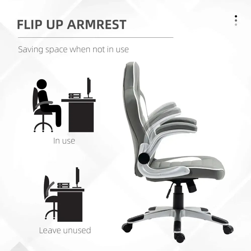 Racing Gaming Chair Height Adjustable Swivel Chair with Flip up Armrests - Ergo Heights