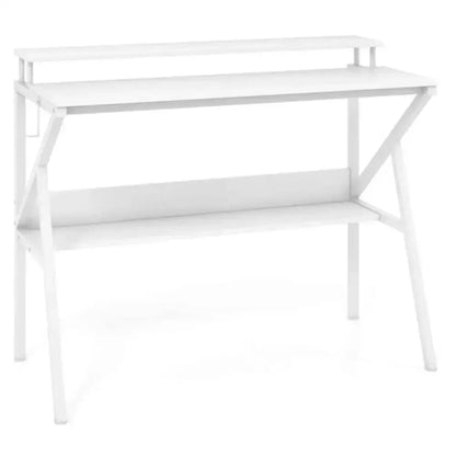 Compact Computer Desk with Monitor Stand and Shelf - Ergo Heights