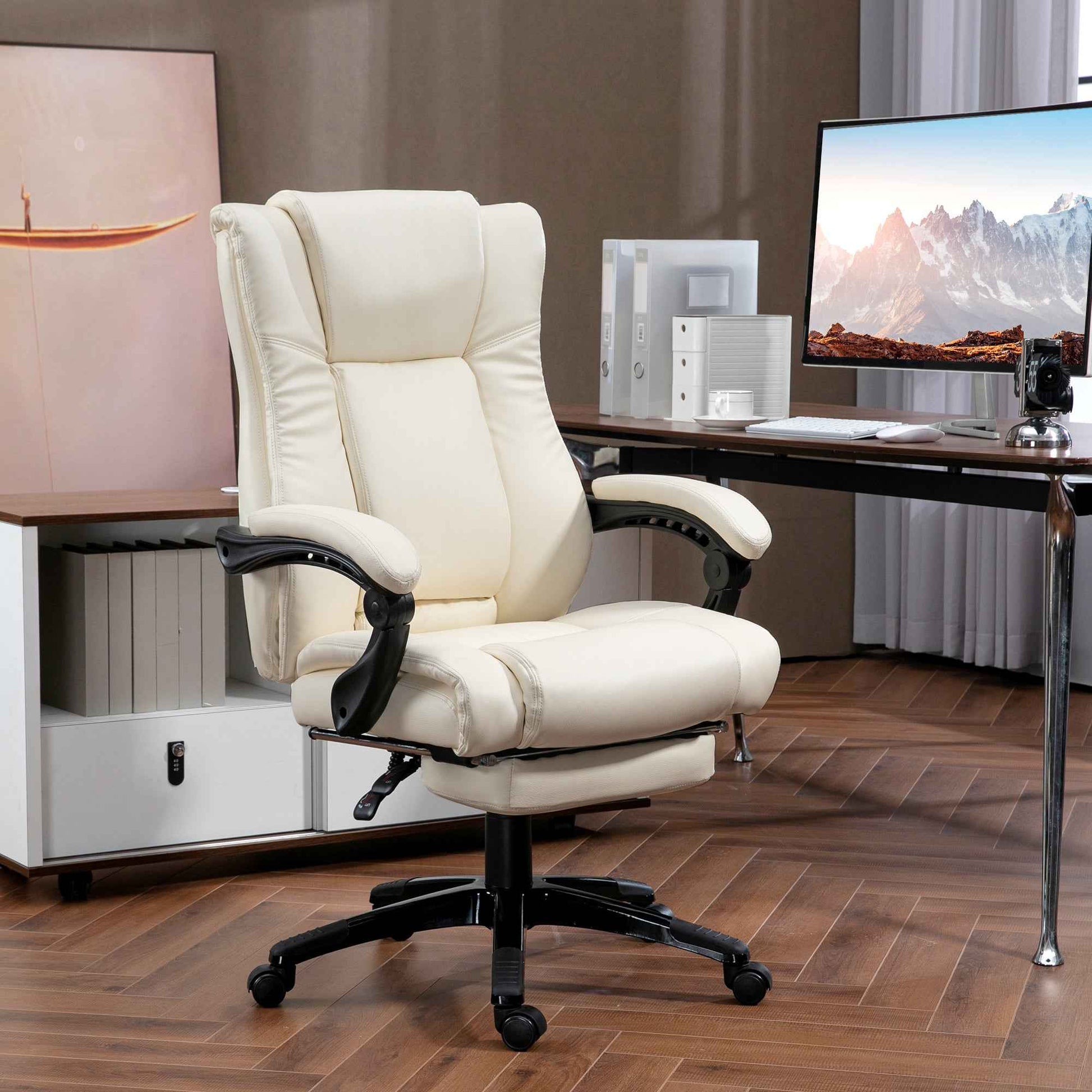 Executive Home Office Chair, PU Leather Desk Chair, with Foot Rest