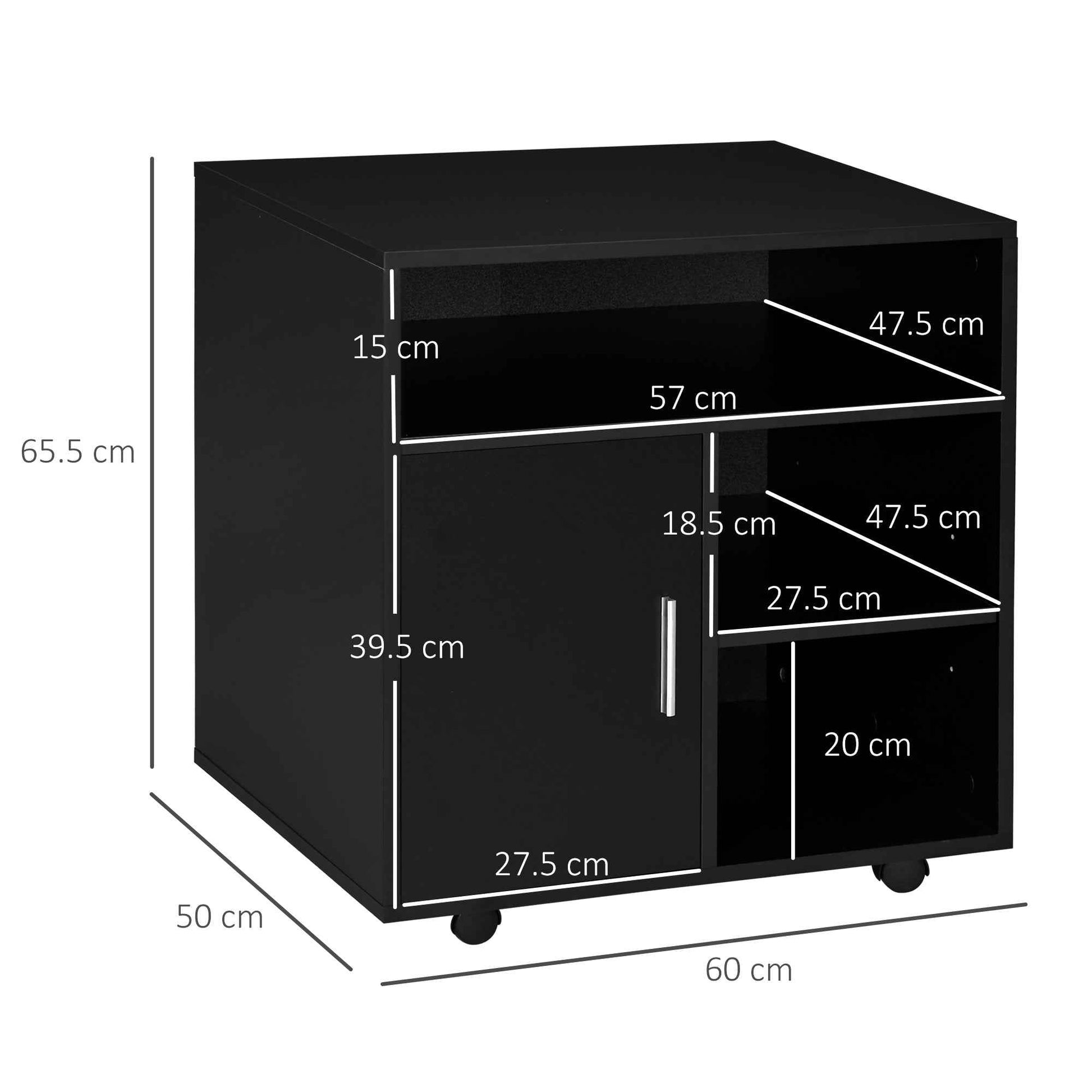 Multi-Storage Printer Unit Office Organisation 5 Compartments Wheels - Ergo Heights