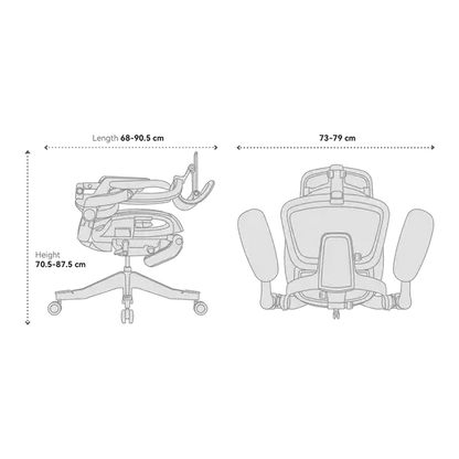 Ergonomic office chair with adjustable armrests and a five-wheel base
