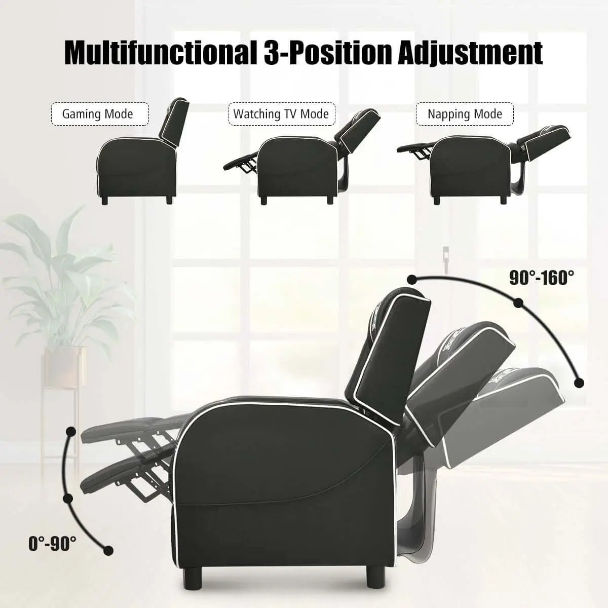 Adjustable Gaming Chair with Footrest Headrest and Lumbar Support