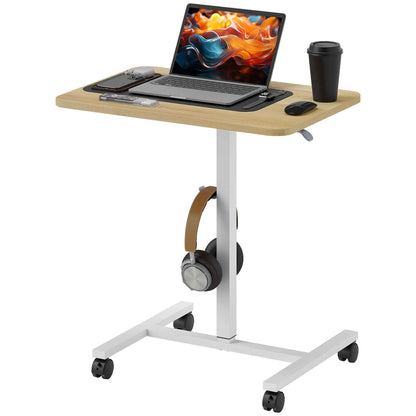 Pneumatic Adjustable Standing Desk with Wheels & Hook - Ergo Heights