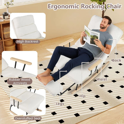 Nursery Rocking Chair Teddy Velvet Upholstered Rocking Chair