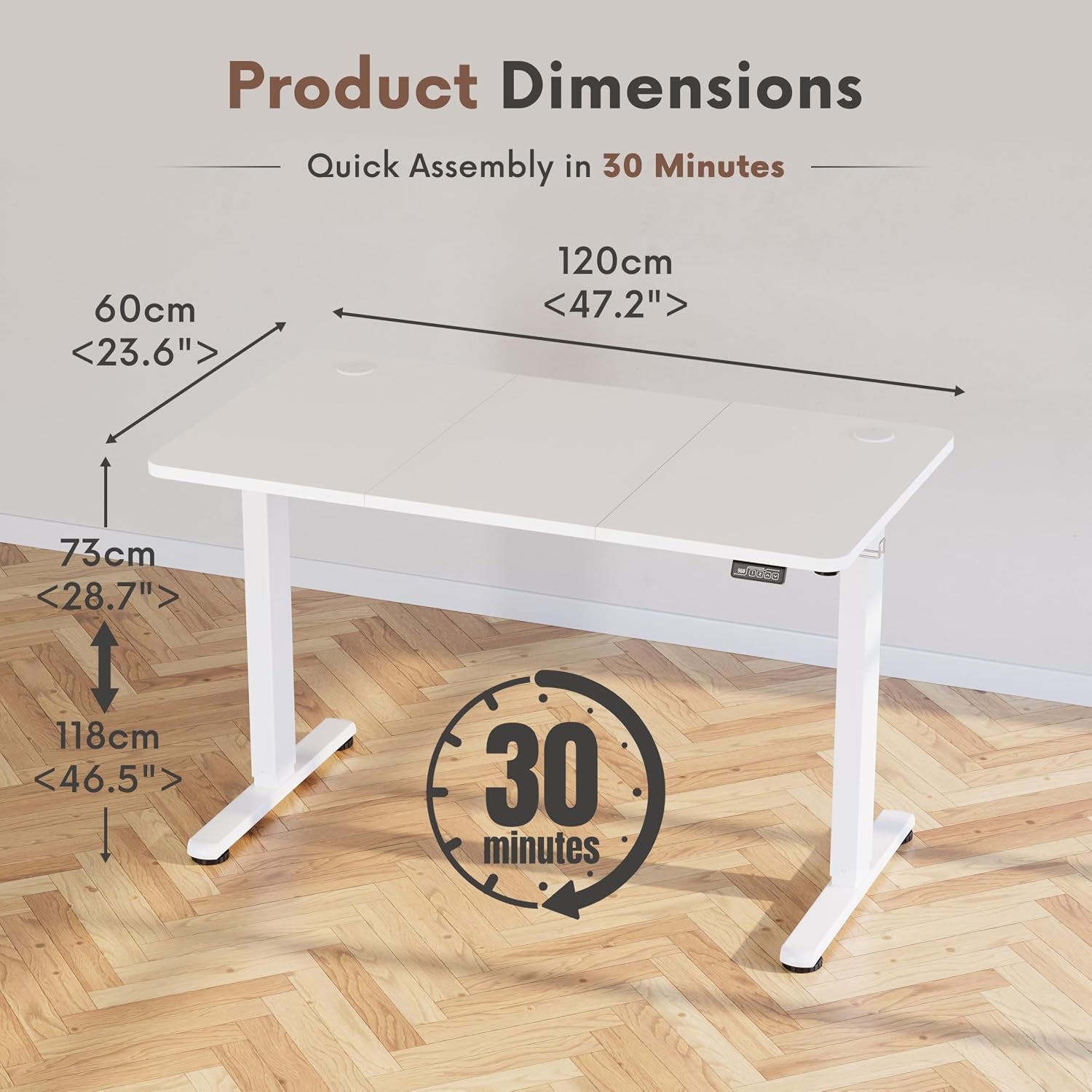 Electric Standing Desk 120 X 60Cm Height Adjustable Desk, Splice Board