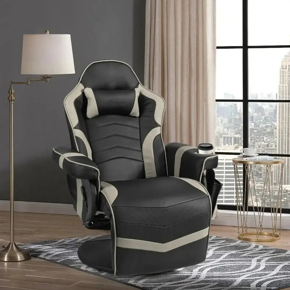 Electric Massage Gaming Chair with Cup Holder and Side Pouch - Ergo Heights