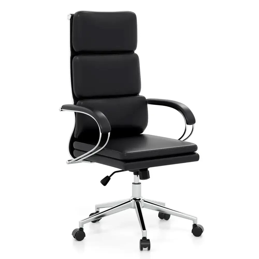 Executive Leather Chair with Ergonomic Comfort and Chrome Base - Ergo Heights