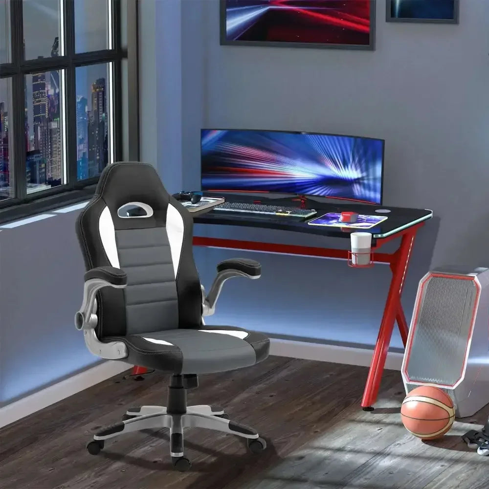 Racing Gaming Chair Height Adjustable Swivel Chair with Flip up Armrests - Ergo Heights