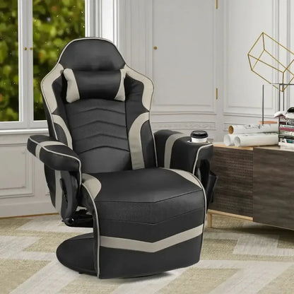Electric Massage Gaming Chair with Cup Holder and Side Pouch - Ergo Heights