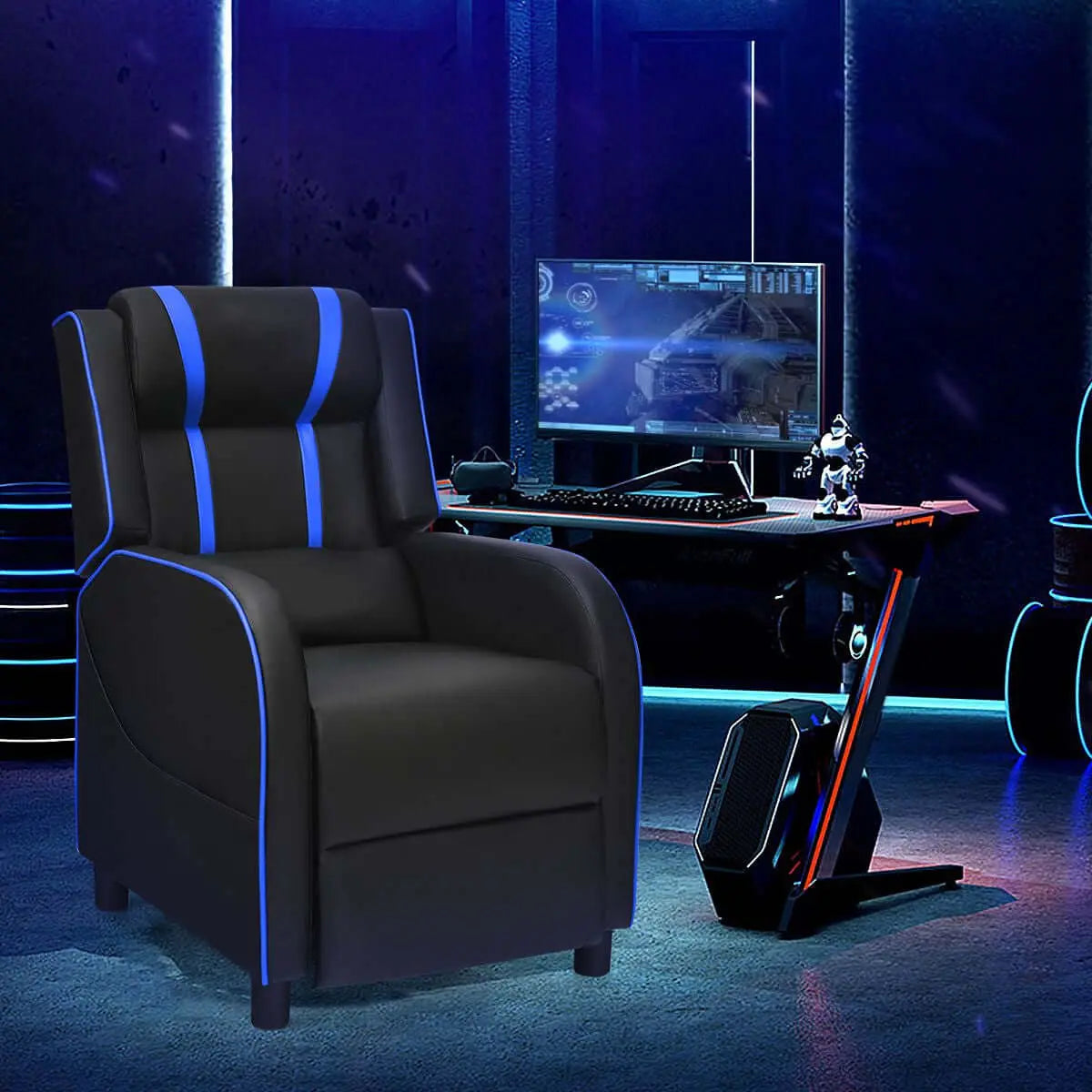 Adjustable Gaming Chair with Footrest Headrest and Lumbar Support